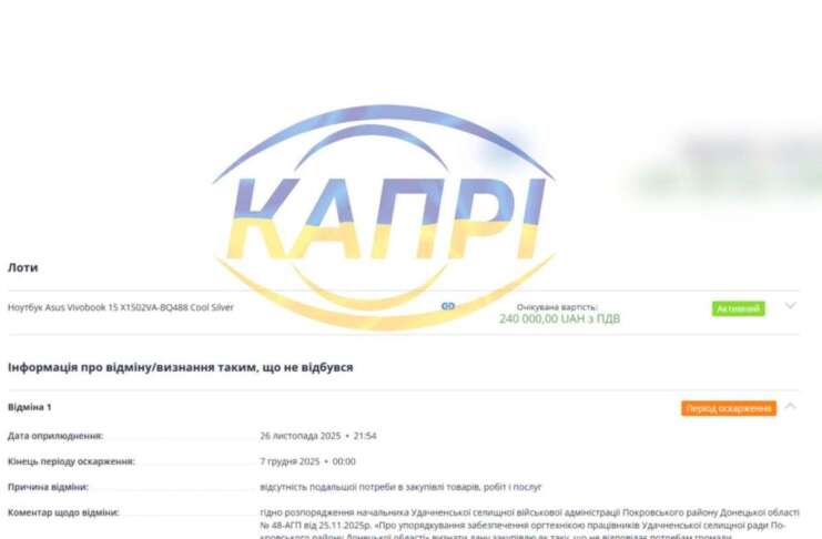 Удачненська селищна рада відмінила закупівлю ноутбуків на 240 тисяч гривень