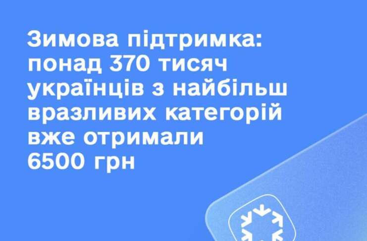 Зимова підтримка 6500: понад 370 тисяч українців вже отримали кошти